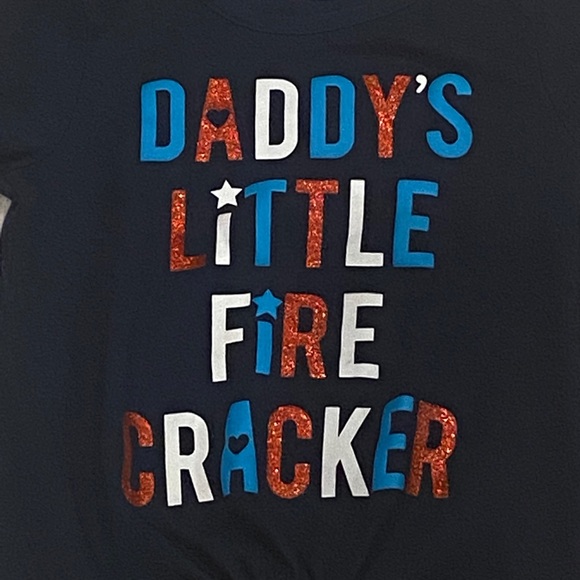 Celebrate! Patriotic Tee Shirt "Daddy's Little Firecracker" Tie Front Sz 3T VGC - Picture 2 of 4